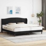 vidaXL Rám postele s čelnou doskou Čierna 180 x 200 cm Umelá koža