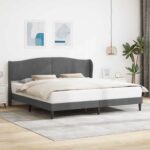 vidaXL Rám postele s čelnou doskou Tmavosivá 180 x 200 cm Zamat
