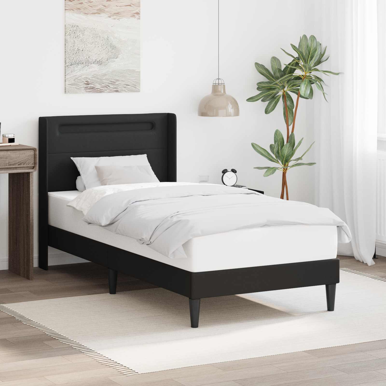 3414696_1.jpg vidaXL Rám postele s LED pásikmi Čierna 90 x 190 cm Umelá koža – Obrázok 1