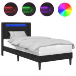 vidaXL Rám postele s LED pásikmi Čierna 90 x 190 cm Umelá koža – Obrázok 2