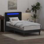 vidaXL Rám postele s LED pásikmi Čierna 90 x 190 cm Umelá koža – Obrázok 4