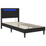 vidaXL Rám postele s LED pásikmi Čierna 90 x 190 cm Umelá koža – Obrázok 5
