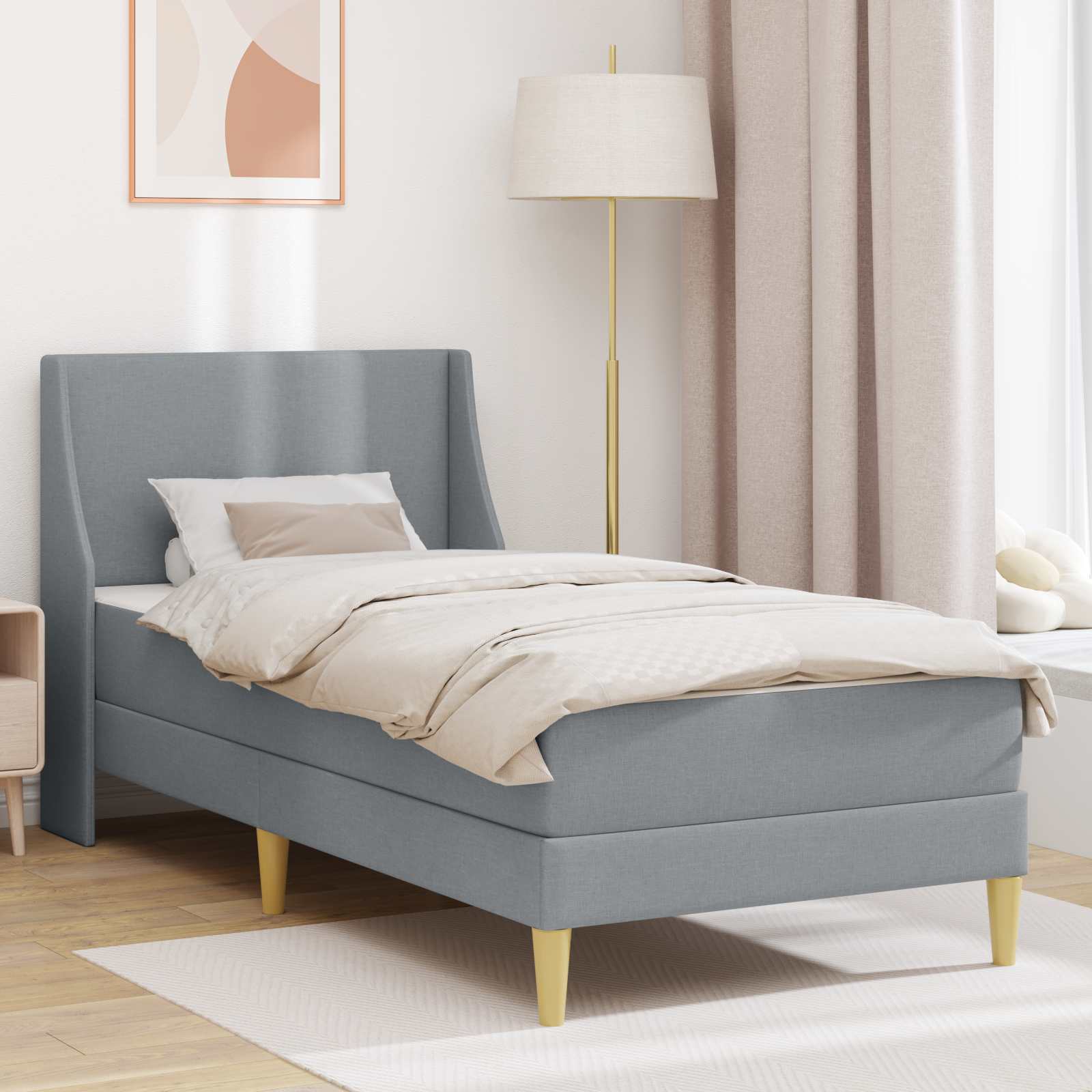 3414704_1.jpg vidaXL Rám postele s matracom Svetlosivá 80x 200 cm Polyester – Obrázok 1