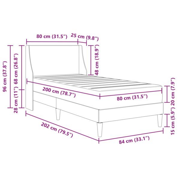 vidaXL Rám postele s matracom Svetlosivá 80x 200 cm Polyester – Obrázok 11