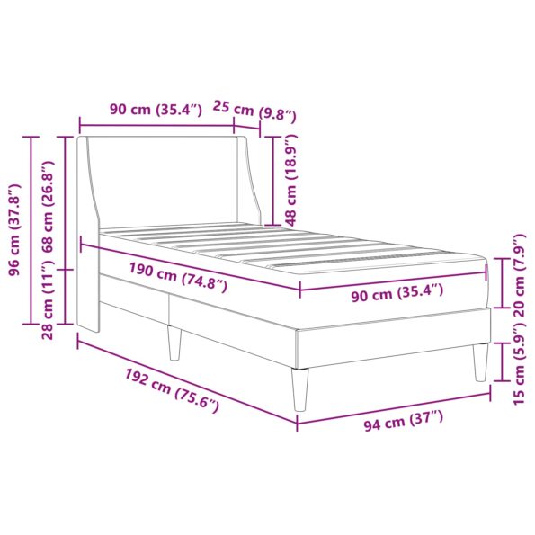 vidaXL Rám postele s matracom Biely 90 x 190 cm Polyester – Obrázok 11