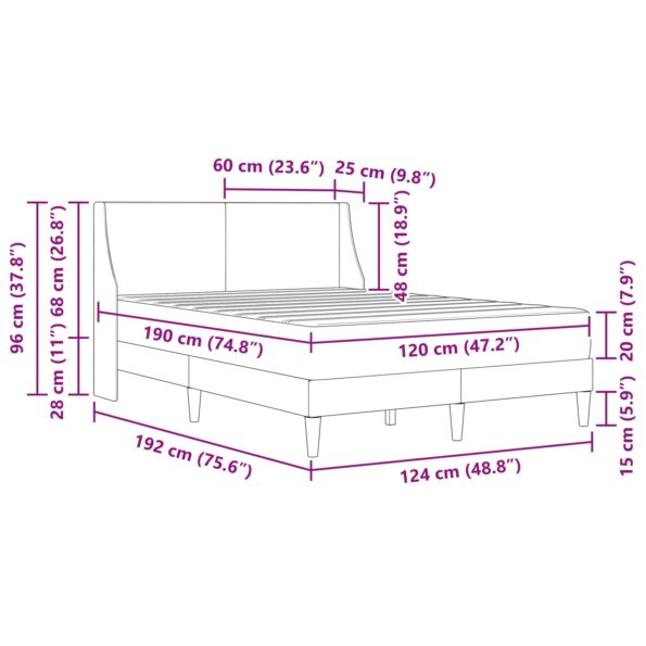 vidaXL Rám postele s matracom Čierny 120 x 190 cm Polyester – Obrázok 10