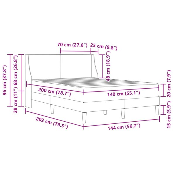 vidaXL Rám postele s matracom Svetlosivá 140 x 200 cm Polyester – Obrázok 11