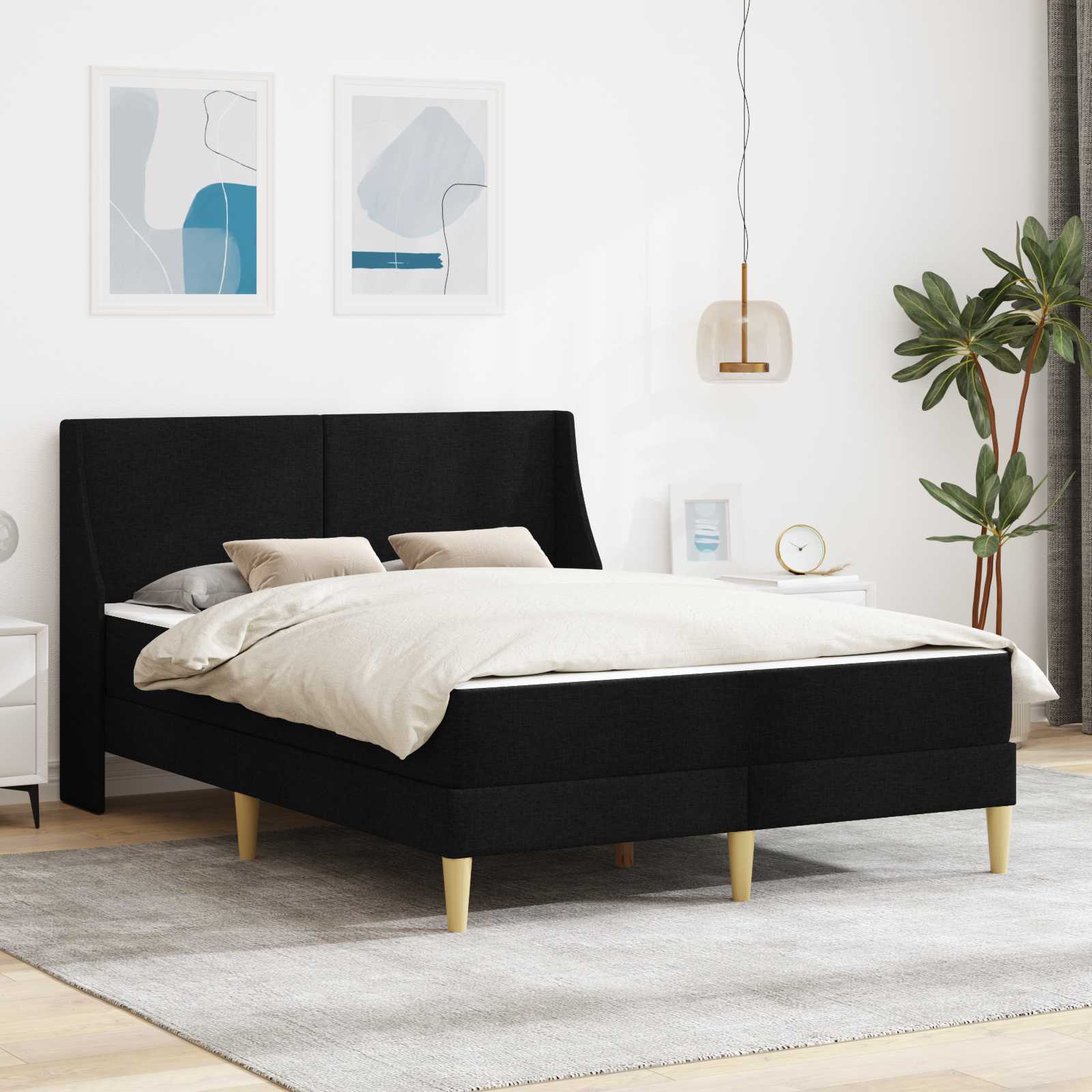 3414746_1.jpg vidaXL Rám postele s matracom Čierny 160 x 200 cm Polyester – Obrázok 1