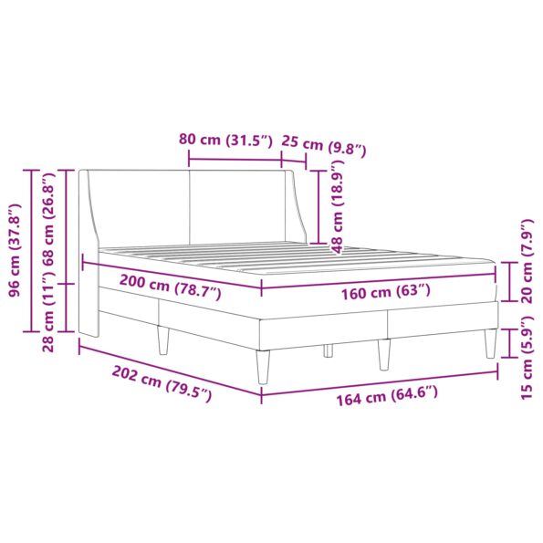 vidaXL Rám postele s matracom Čierny 160 x 200 cm Polyester – Obrázok 11