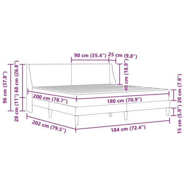 vidaXL Rám postele s matracom Čierny 180 x 200 cm Polyester – Obrázok 11