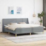vidaXL Rám postele s matracom Svetlosivá 200 x 200 cm Polyester