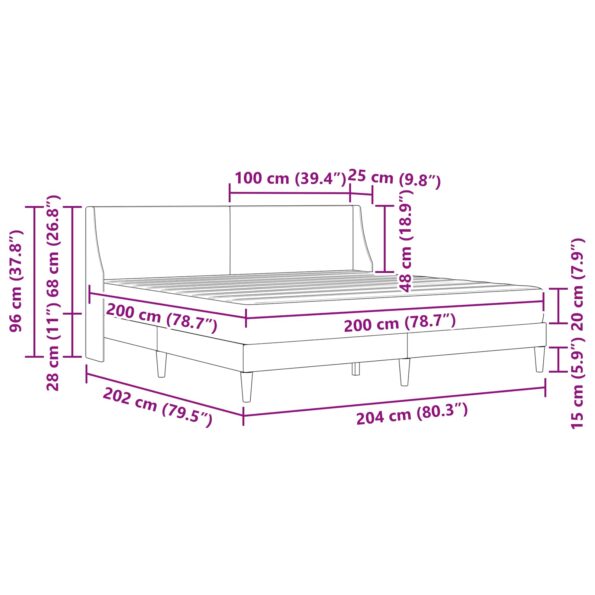 vidaXL Rám postele s matracom Svetlosivá 200 x 200 cm Polyester – Obrázok 11