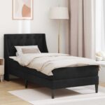 vidaXL Rám postele s matracom s matracmi Čierny 90 x 190 cm Zamat