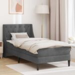 vidaXL Rám postele s matracom s matracmi Tmavo šedá 100 x 200 cm Zamat