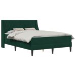 vidaXL Rám postele s matracom Tmavozelená 140 x 190 cm Zamat – Obrázok 2