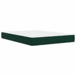 vidaXL Rám postele s matracom Tmavozelená 140 x 190 cm Zamat – Obrázok 5