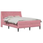 vidaXL Rám postele s matracom s matracmi Ružová 140 x 190 cm Zamat – Obrázok 2