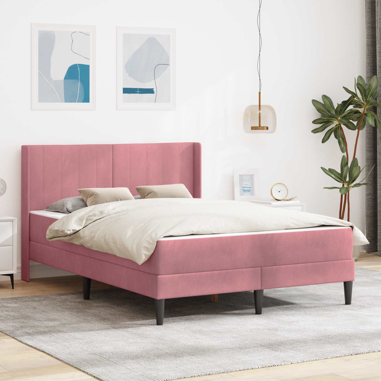 3414852_1.jpg vidaXL Rám postele s matracom Ružová 120 x 190 cm Zamat – Obrázok 1