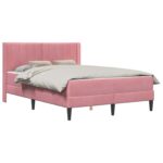 vidaXL Rám postele s matracom Ružová 120 x 190 cm Zamat – Obrázok 2