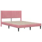 vidaXL Rám postele s matracom Ružová 120 x 190 cm Zamat – Obrázok 4