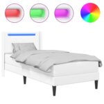 vidaXL Rám postele s matracom Biela 90 x 190 cm Umelá koža – Obrázok 3