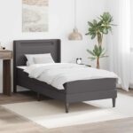 vidaXL Rám postele s matracom Sivá 90 x 200 cm Umelá koža