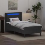 vidaXL Rám postele s matracom Sivá 90 x 200 cm Umelá koža – Obrázok 4