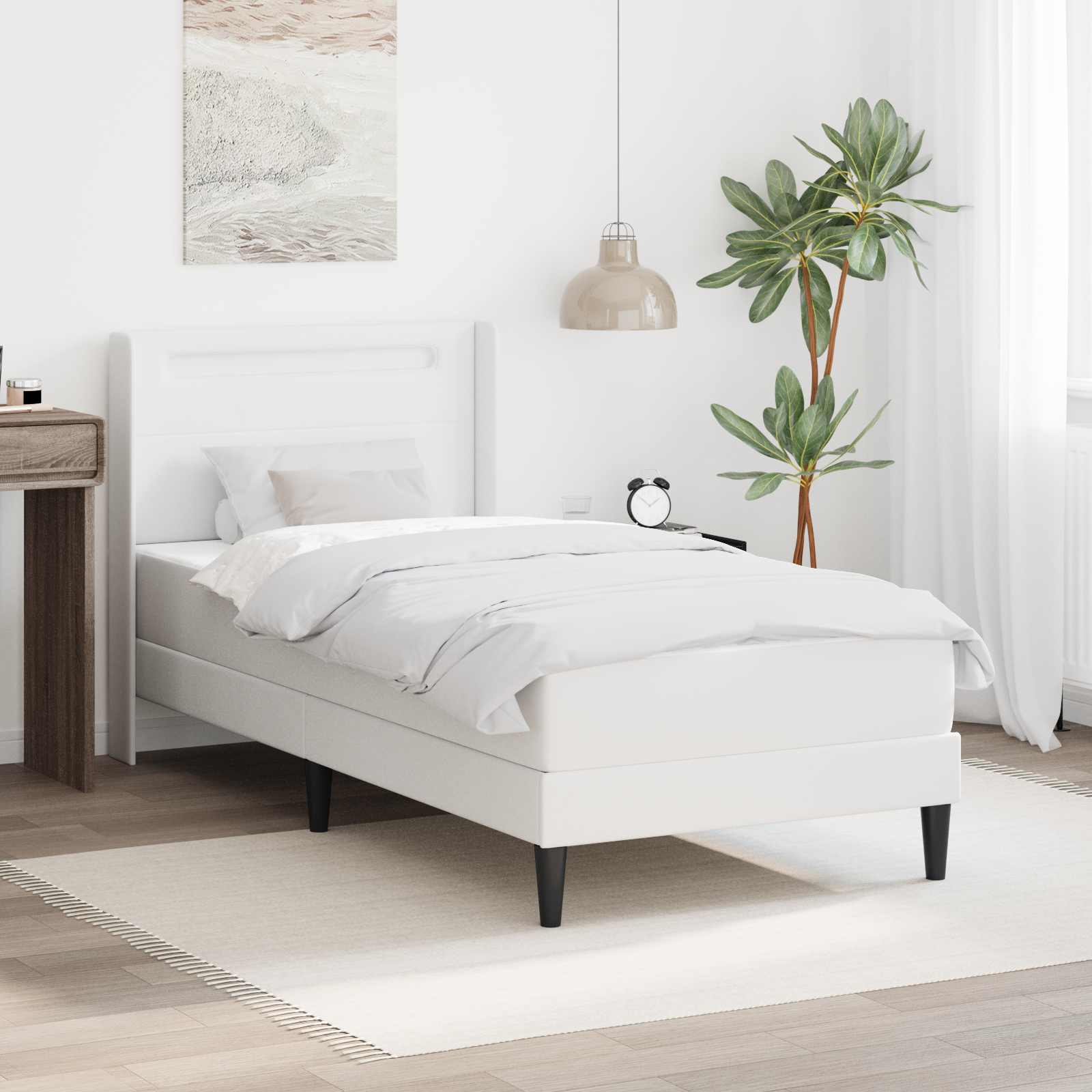 3414902_1.jpg vidaXL Rám postele s matracom Biela 100 x 200 cm Umelá koža – Obrázok 1