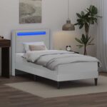 vidaXL Rám postele s matracom Biela 100 x 200 cm Umelá koža – Obrázok 4