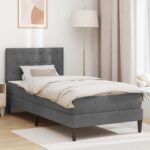 vidaXL Rám postele s matracom Tmavo šedá 100 x 200 cm Zamat