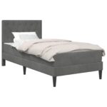 vidaXL Rám postele s matracom Tmavo šedá 100 x 200 cm Zamat – Obrázok 2