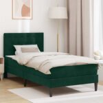 vidaXL Rám postele s matracom Tmavozelená 100 x 200 cm Zamat