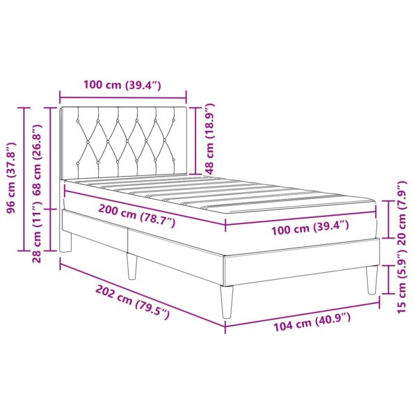 vidaXL Rám postele s matracom Tmavozelená 100 x 200 cm Zamat – Obrázok 11
