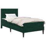 vidaXL Rám postele s matracom Tmavozelená 100 x 200 cm Zamat – Obrázok 2