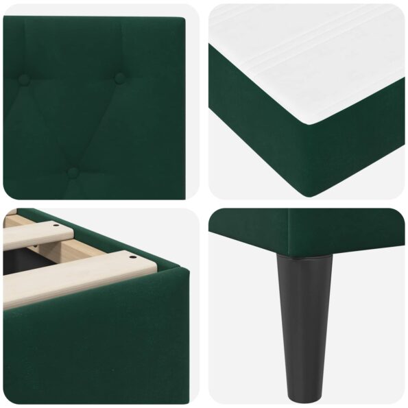 vidaXL Rám postele s matracom Tmavozelená 100 x 200 cm Zamat – Obrázok 9