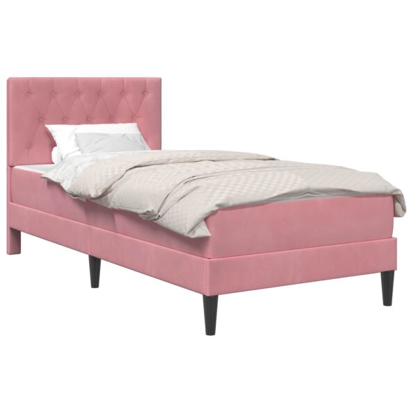vidaXL Rám postele s matracom Ružová 100 x 200 cm Zamat – Obrázok 2