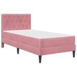 vidaXL Rám postele s matracom Ružová 100 x 200 cm Zamat – Obrázok 3