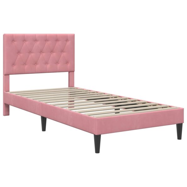 vidaXL Rám postele s matracom Ružová 100 x 200 cm Zamat – Obrázok 4