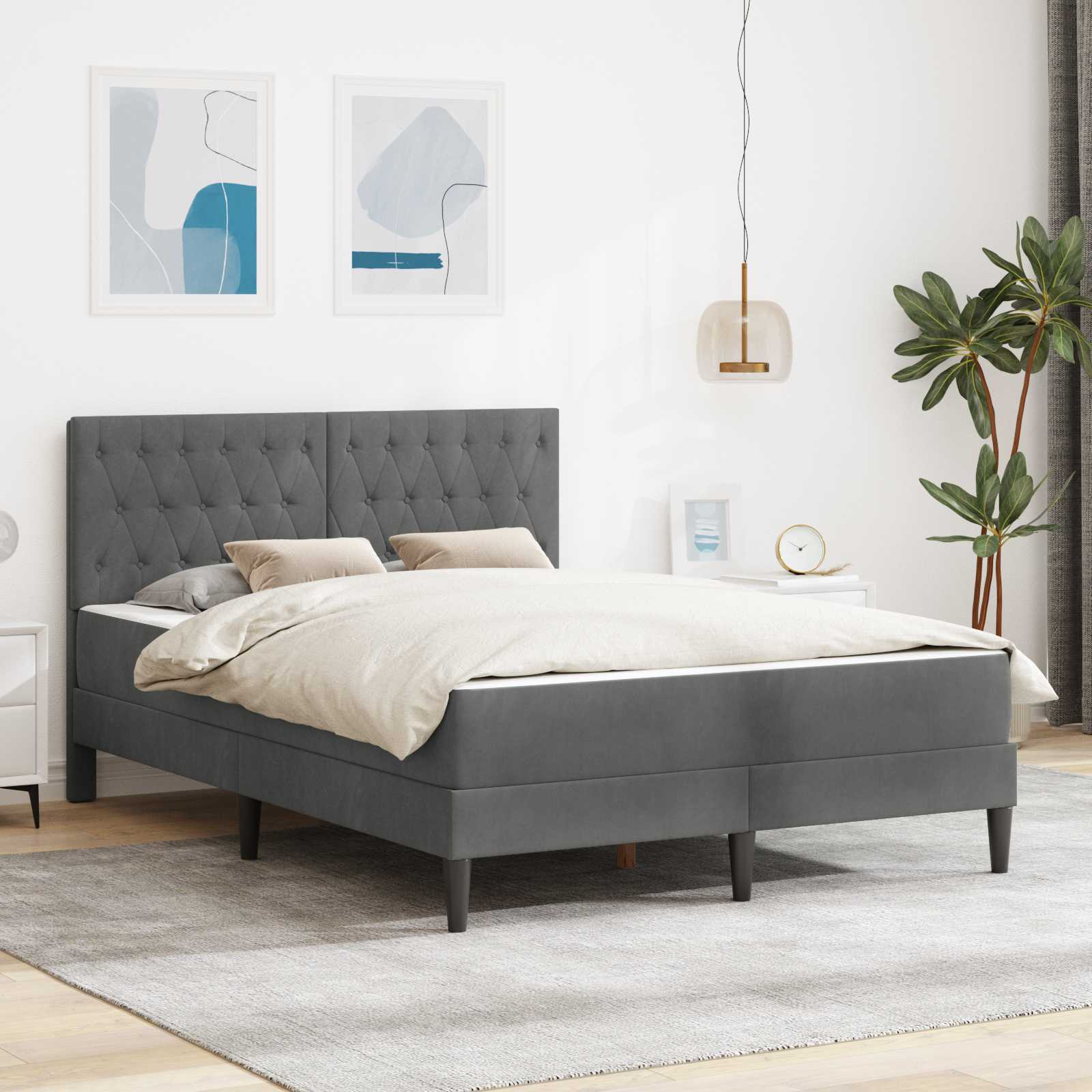 3415043_1.jpg vidaXL Rám postele s matracom Tmavo šedá 120 x 200 cm Zamat – Obrázok 1