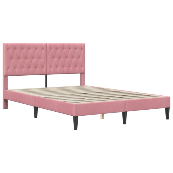 vidaXL Rám postele s matracom Ružová 120 x 200 cm Zamat – Obrázok 4