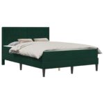vidaXL Rám postele s matracom Tmavozelená 160 x 200 cm Zamat – Obrázok 2