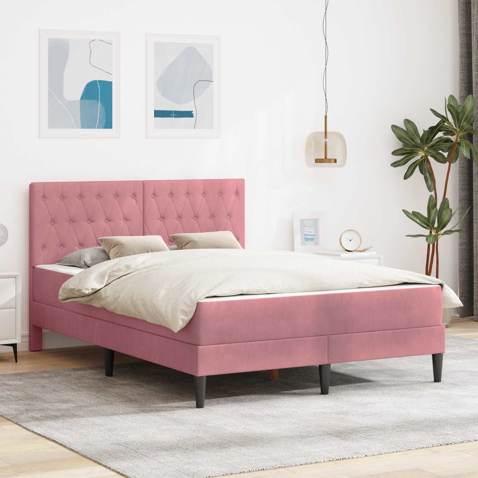 3415063_1.jpg vidaXL Rám postele s matracom Ružová 160 x 200 cm Zamat – Obrázok 1