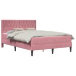 vidaXL Rám postele s matracom Ružová 160 x 200 cm Zamat – Obrázok 2
