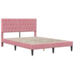 vidaXL Rám postele s matracom Ružová 160 x 200 cm Zamat – Obrázok 4
