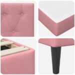 vidaXL Rám postele s matracom Ružová 160 x 200 cm Zamat – Obrázok 9