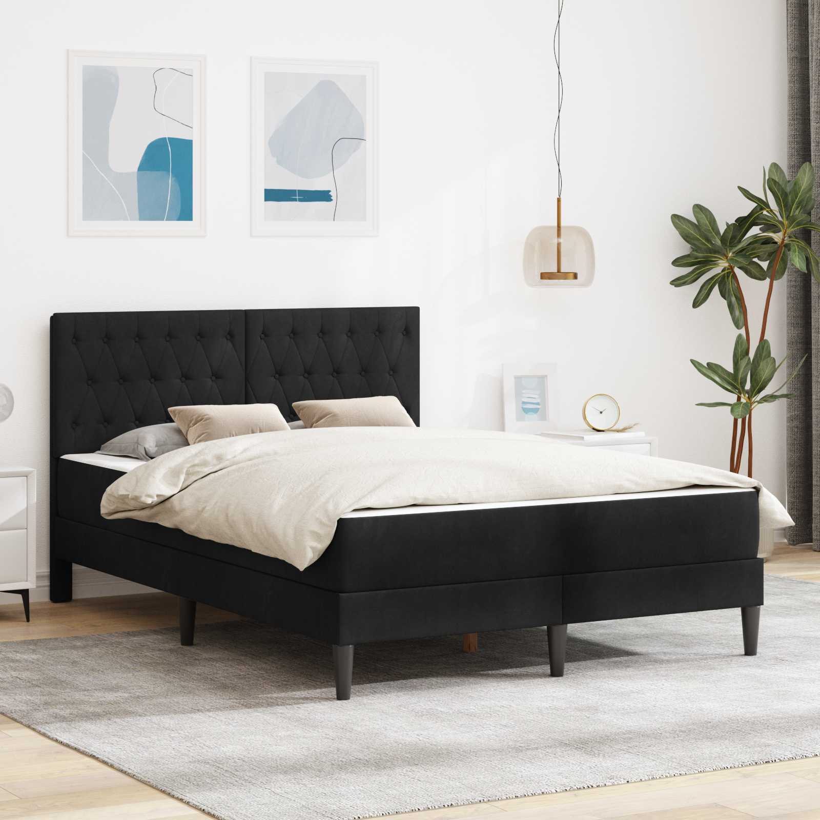 3415064_1.jpg vidaXL Rám postele s matracom Čierny 160 x 200 cm Zamat – Obrázok 1