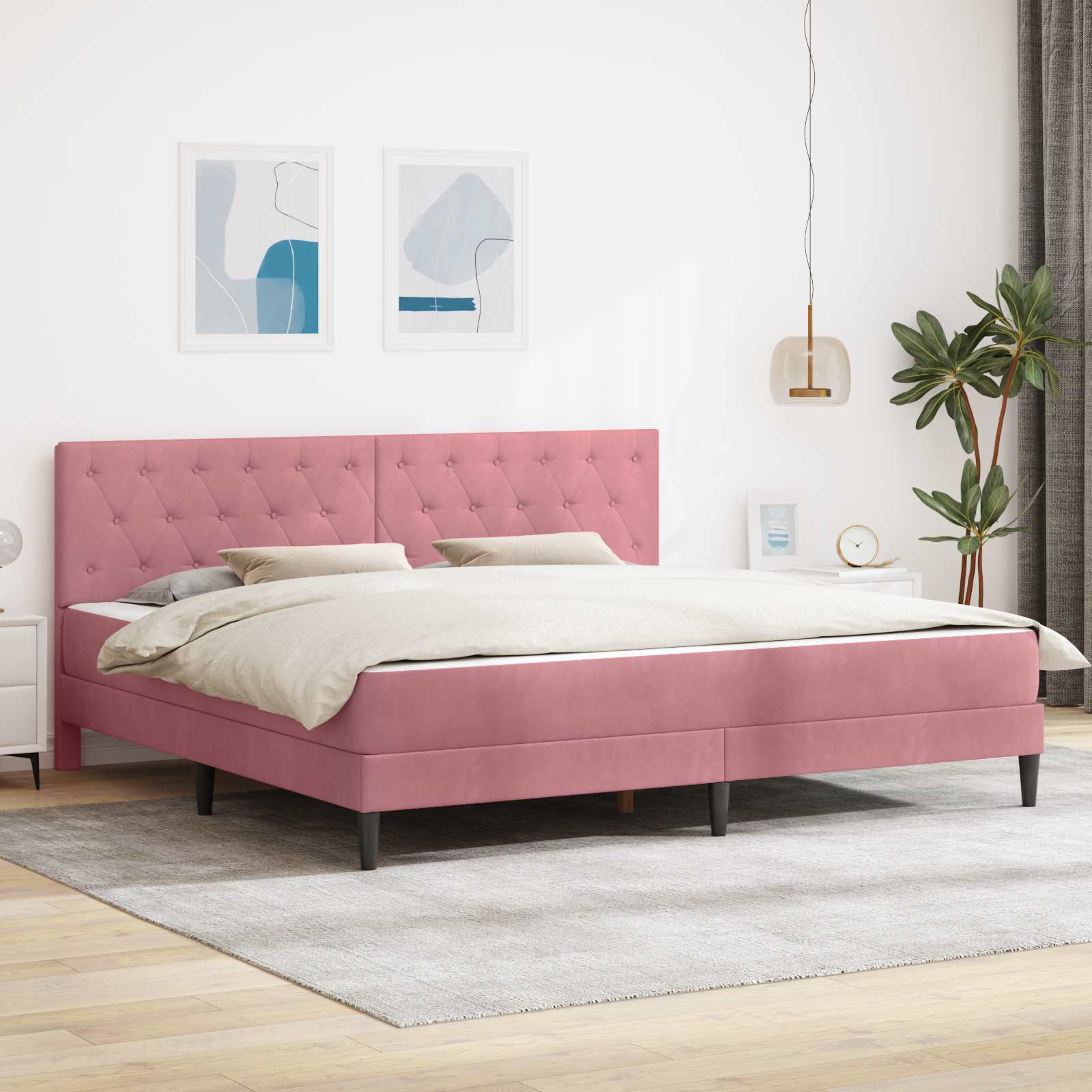 3415069_1.jpg vidaXL Rám postele s matracom Ružová 180 x 200 cm Zamat – Obrázok 1