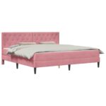 vidaXL Rám postele s matracom Ružová 180 x 200 cm Zamat – Obrázok 2