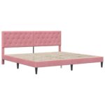 vidaXL Rám postele s matracom Ružová 180 x 200 cm Zamat – Obrázok 4