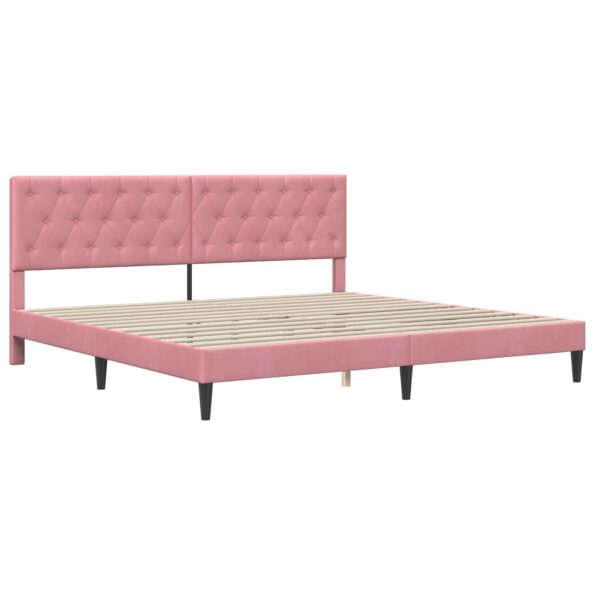 vidaXL Rám postele s matracom Ružová 180 x 200 cm Zamat – Obrázok 4